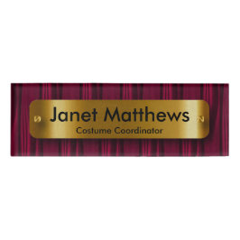 Dunkelrosa Satin-Band mit Gold-Label-Plakat Namenschild