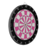 dunkelrosa Schwarz und Weiß Dartscheibe (Vorderseite Links)