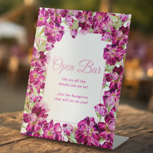 Dunkelrosa Stock florale Aquarellfarben Hochzeit o Sockelschild