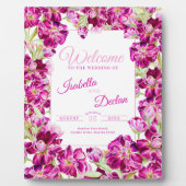 Dunkelrosa Streichholz Aquarell Hochzeitsempfang Fotoplatte (Vorderseite)