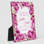 Dunkelrosa Streichholz Aquarell Hochzeitsempfang Fotoplatte (Seite)