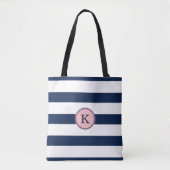 Dunkelrosa-Streifen Monogram Tote Bag Tasche (Vorderseite)