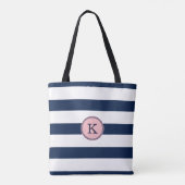 Dunkelrosa-Streifen Monogram Tote Bag Tasche (Rückseite)