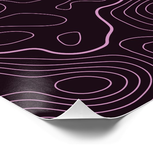 Dunkelrosa Topografisches Kartenmauer-Poster Poster (Ecke)