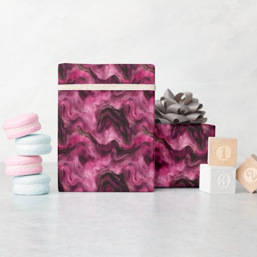 Dunkelrosa und Goldmarmor Geschenkpapier (Babyparty)