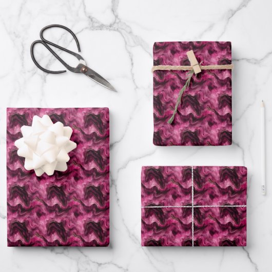 Dunkelrosa und Goldmarmor Geschenkpapier Set (Vorderseite)