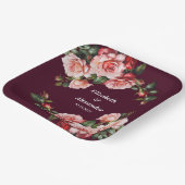 Dunkelrosa und rote Rosen bordeauxrote Hochzeit Pappteller (Gewinkelt)