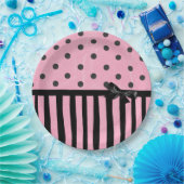 Dunkelrosa und schwarzer Polka-Dot gestrichene Pap Pappteller (Party)