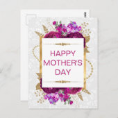 Dunkelrosa und violette Blumen Muttertag Postkarte (Vorne/Hinten)