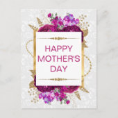 Dunkelrosa und violette Blumen Muttertag Postkarte (Vorderseite)