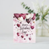Dunkelrosa und weiße Herzchen Valentins Gruß Postkarte (Stehend Vorderseite)