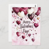 Dunkelrosa und weiße Herzchen Valentins Gruß Postkarte (Vorne/Hinten)