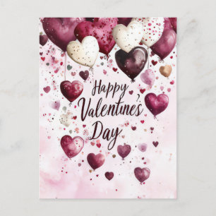Dunkelrosa und weiße Herzen Valentinsgruß Postkarte