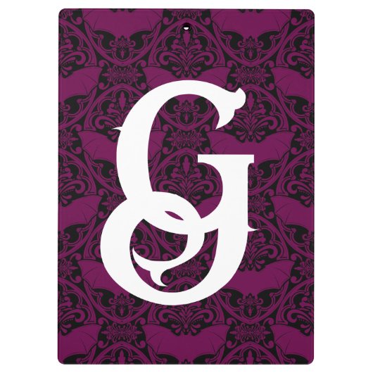 Dunkelrosa Vampire Bat Muster Gothic Klemmbrett (Rückseite)