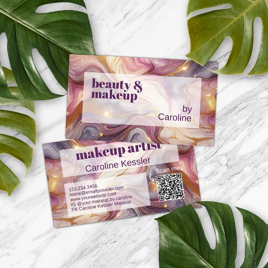 Dunkelrosa Violet Lila Goldmarmor Kunstmuster Visitenkarte