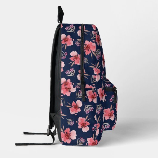 Dunkelrosa Watercolor-Muster Bedruckter Rucksack (Links)