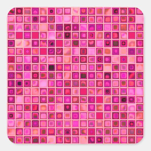 dunkelrosa "Watery"-Mosaikfliesen Quadratischer Aufkleber (Vorderseite)