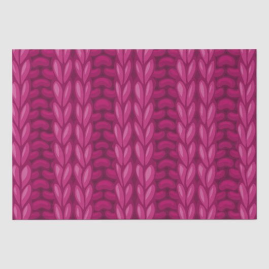Dunkelrosa Winter Knittermuster Seidenpapier (Vorderseite)