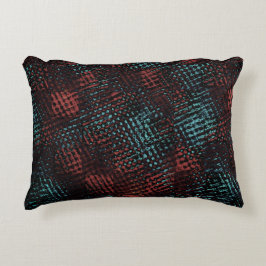 Dunkelrot, blau, Kratzer, Quadrat oder Würfel Dekokissen