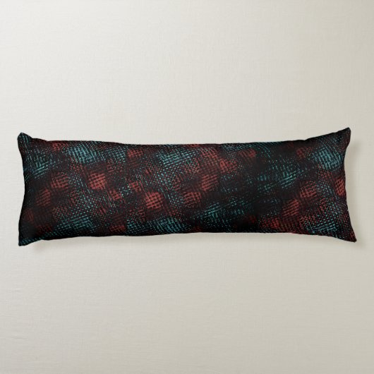 Dunkelrot, blau, Kratzer, Quadrat oder Würfel Seitenschläferkissen (Rückseite)