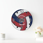Dunkelrot, Blau und Weiß Große Wanduhr (Zuhause)