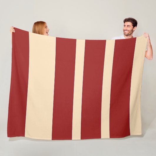 Dunkelrot + cremefarbene breite Streifen Fleecedecke (Beispiel)