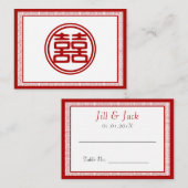 Dunkelrot Doppelglücklich - Extravagant Platzkarte (Vorne/Hinten)