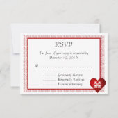 Dunkelrot Doppelglücklich - Extravagant RSVP Karte (Rückseite)