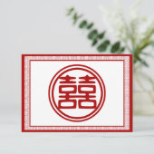 Dunkelrot Doppelglücklich - Extravagant RSVP Karte (Stehend Vorderseite)