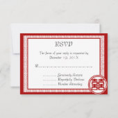 Dunkelrot Doppelglücklich - Extravagant RSVP Karte (Rückseite)