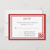 Dunkelrot Doppelglücklich - Extravagant RSVP Karte (Rückseite)