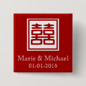 Dunkelrot Doppelglücklich - Platz Button (Vorderseite)