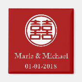 Dunkelrot Doppelglücklich - rund Magnet (Vorne)