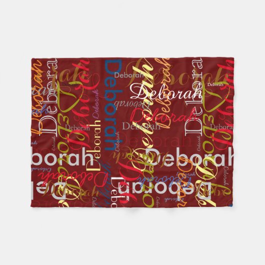 Dunkelrot - Farbnamentypografie Fleecedecke (Vorderseite (Horizontal))