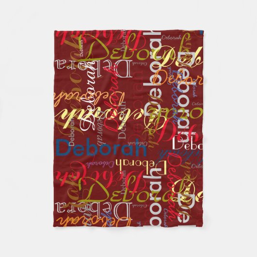 Dunkelrot - Farbnamentypografie Fleecedecke (Vorderseite)
