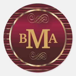 Dunkelrot-Gold-Monogramm-Umschlag Aufkleber