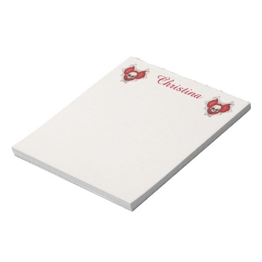 Dunkelrot-gotische Herzen in Knochenschädeln einge Notizblock (Rotiert)