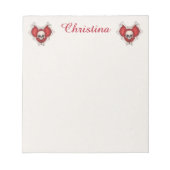 Dunkelrot-gotische Herzen in Knochenschädeln einge Notizblock (Vorderseite)