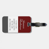 Dunkelrot, grau und weiß Monogramm, personalisiere Gepäckanhänger (Rückseite horizontal)