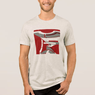 Dunkelrot-graue moderne abstrakte mosaikartige Kun Tri-Blend Shirt