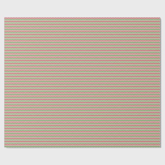 Dunkelrot, Grün und Weiß Klein Zickzack Geschenkpapier (Flach)