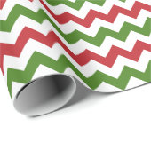 Dunkelrot, Grün und Weiß Zickzack Geschenkpapier (Rolleneckpunkt)