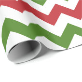 Dunkelrot, Grün und Weiß Zickzack Geschenkpapier (Rolleneckpunkt)