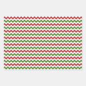 Dunkelrot, Grün und Weiß Zickzack Geschenkpapier Set (Vorderseite 3)