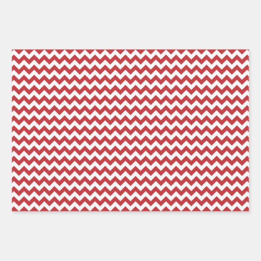 Dunkelrot, Grün und Weiß Zickzack Geschenkpapier Set (Vorderseite)