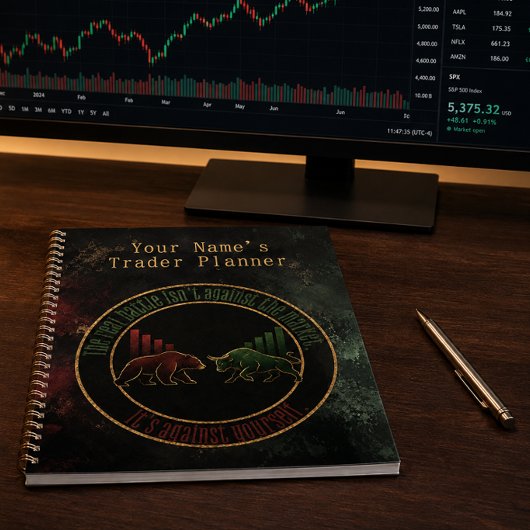 Dunkelrot Grüner Bull Bear Mentalität Trader Desig Planer