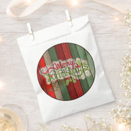 Dunkelrot-grünes Weathered-Holzplanken-Muster Geschenktütchen