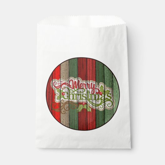 Dunkelrot-grünes Weathered-Holzplanken-Muster Geschenktütchen (Vorderseite)