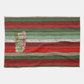 Dunkelrot-grünes Weathered-Holzplanken-Muster Geschirrtuch (Horizontal)