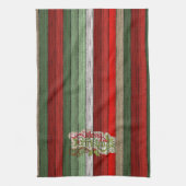 Dunkelrot-grünes Weathered-Holzplanken-Muster Geschirrtuch (Vertikal)